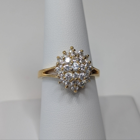 Vintage Cluster Gold Tone Cocktail Ring 7.75 - Picture 3 of 12